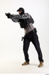 Whole Body Weapons-Pistol Man Pose with pistol White Army Athletic Studio photo references